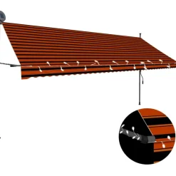 Sisäänkelattava markiisi ledillä 400 cm oranssi ja ruskea
