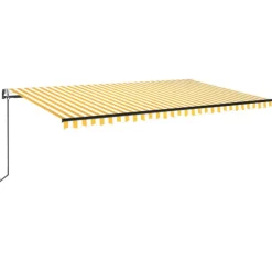 Sisäänkelattava markiisi LED/tuulisensori 500x300 cm keltainen/valkoinen, Verkkokaupan poistotuote
