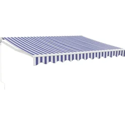 Sisäänkelattava markiisi sininen/valkoinen 3,5x2,5 m kangas/alumiini