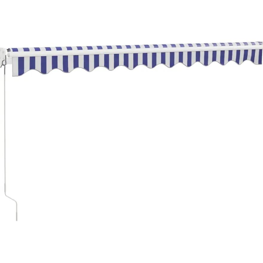 Sisäänkelattava markiisi sininen/valkoinen 3,5x2,5 m kangas/alumiini