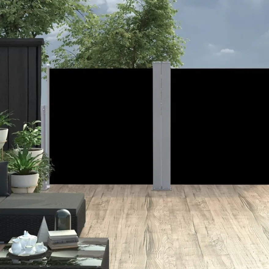 Sisäänvedettävä sivumarkiisi, 120x600cm, musta