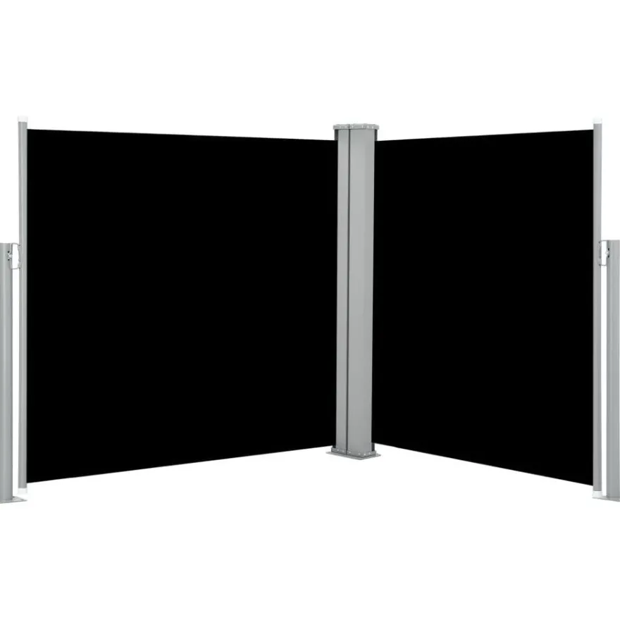 Sisäänvedettävä sivumarkiisi, 120x600cm, musta