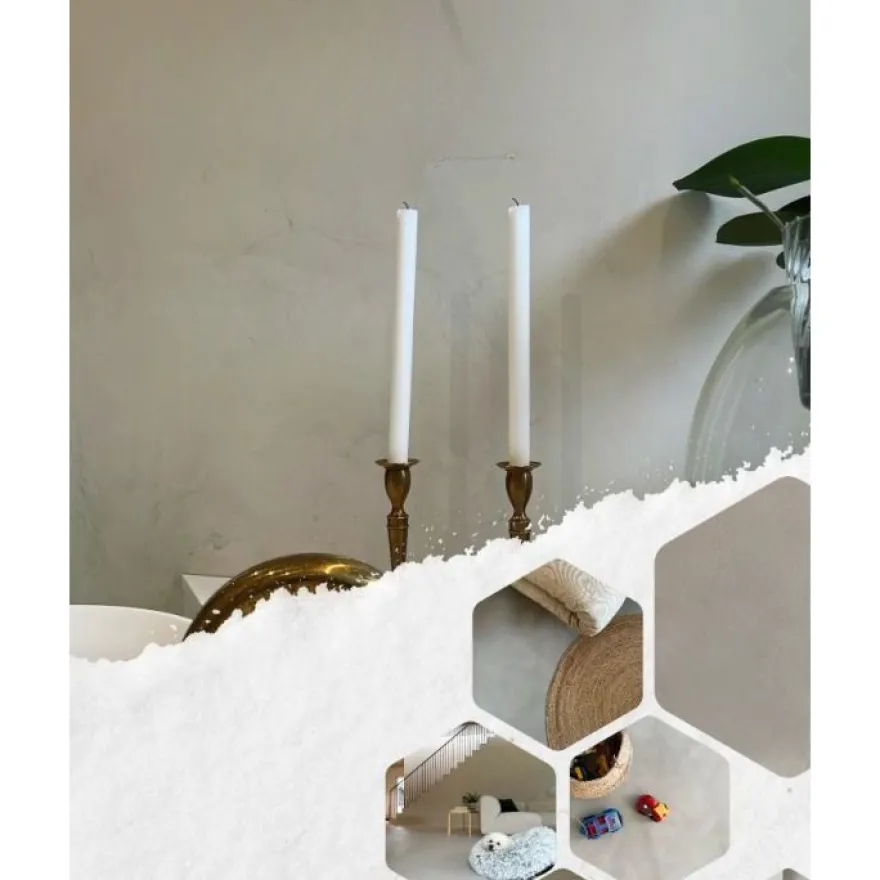 Sisustuslaasti Dekofloor Stucco kuivan tilan seinään eri värejä