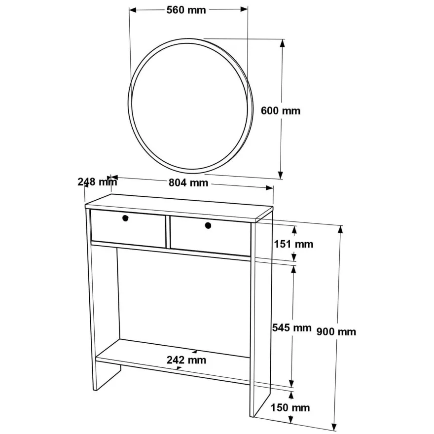 Sivupöytä Linento Furniture Lr1, valkoinen