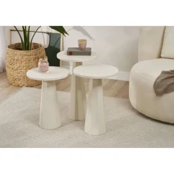 Sivupöytäsetti Linento Furniture Lilyum, 3kpl, valkoinen