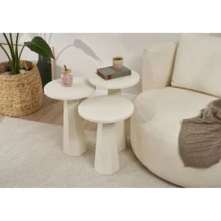 Sivupöytäsetti Linento Furniture Lilyum, 3kpl, valkoinen