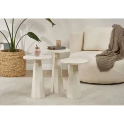 Sivupöytäsetti Linento Furniture Lilyum, 3kpl, valkoinen