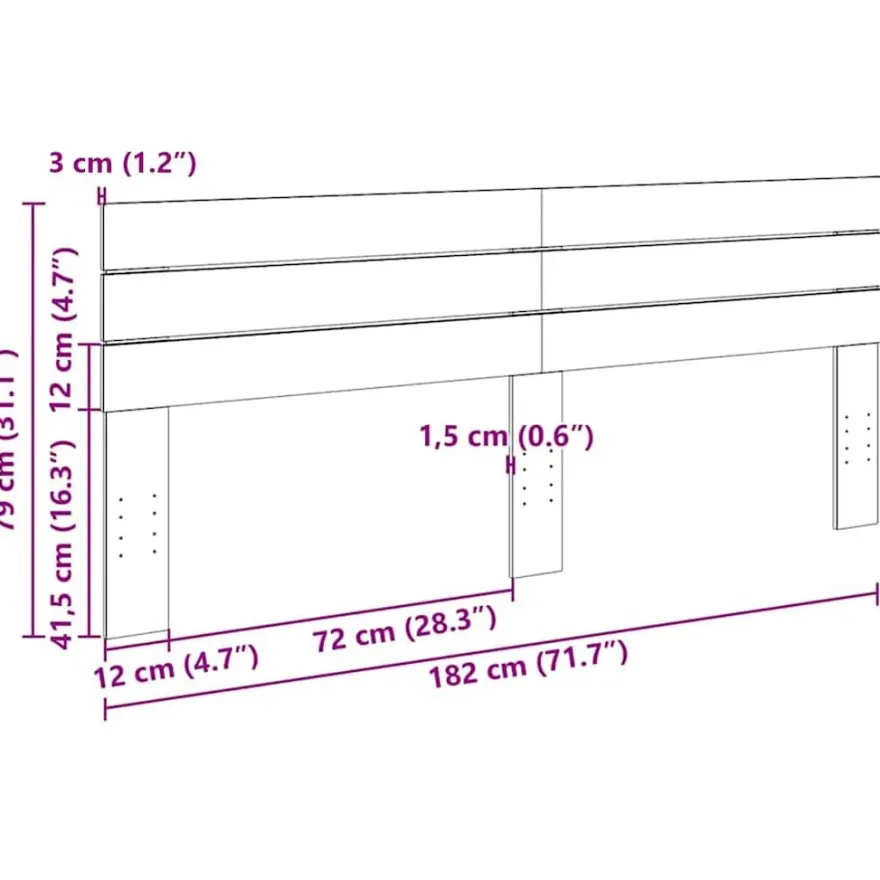 Sängynpääty 180 cm massiivipuutammea (51982)