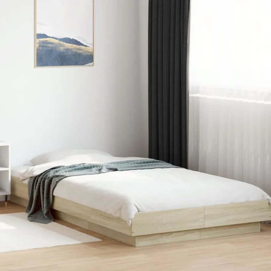 Sängynrunko LED-valoilla, tekninen puu, eri värejä ja kokoja (38011)