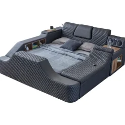 Sängynrunko Linento Furniture Escape Smart, 240x290cm, hierontatoiminto, USB-portti, äänentoisto, musta