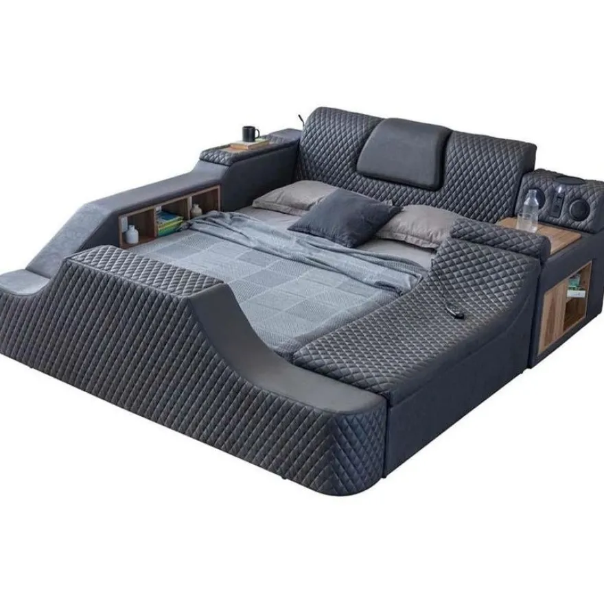 Sängynrunko Linento Furniture Escape Smart, 240x290cm, hierontatoiminto, USB-portti, äänentoisto, musta