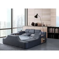 Sängynrunko Linento Furniture Escape Smart, 240x290cm, hierontatoiminto, USB-portti, äänentoisto, musta