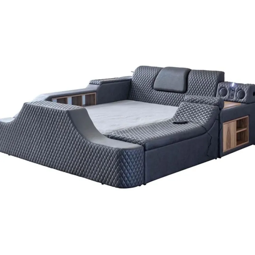 Sängynrunko Linento Furniture Escape Smart, 240x290cm, hierontatoiminto, USB-portti, äänentoisto, musta