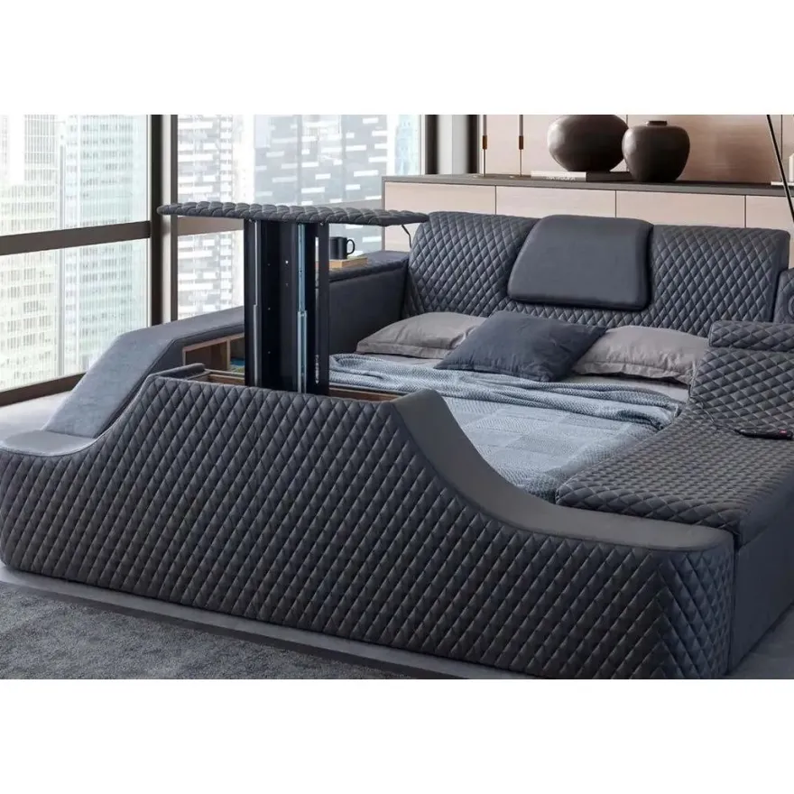 Sängynrunko Linento Furniture Escape Smart, 240x290cm, hierontatoiminto, USB-portti, äänentoisto, musta