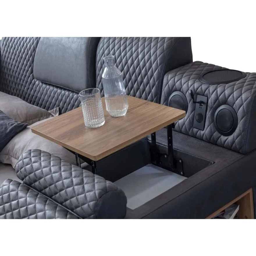 Sängynrunko Linento Furniture Escape Smart, 240x290cm, hierontatoiminto, USB-portti, äänentoisto, musta