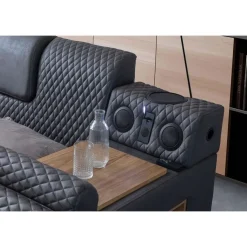 Sängynrunko Linento Furniture Escape Smart, 240x290cm, hierontatoiminto, USB-portti, äänentoisto, musta