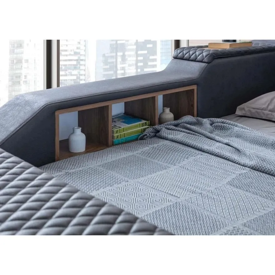 Sängynrunko Linento Furniture Escape Smart, 240x290cm, hierontatoiminto, USB-portti, äänentoisto, musta