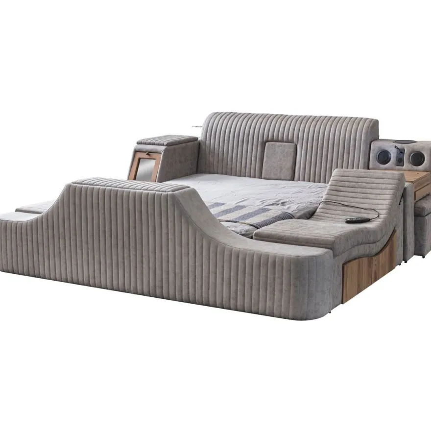 Sängynrunko Linento Furniture Sunshine Smart, 250x290cm, USB-portti, äänentoisto, hierontamekanismi