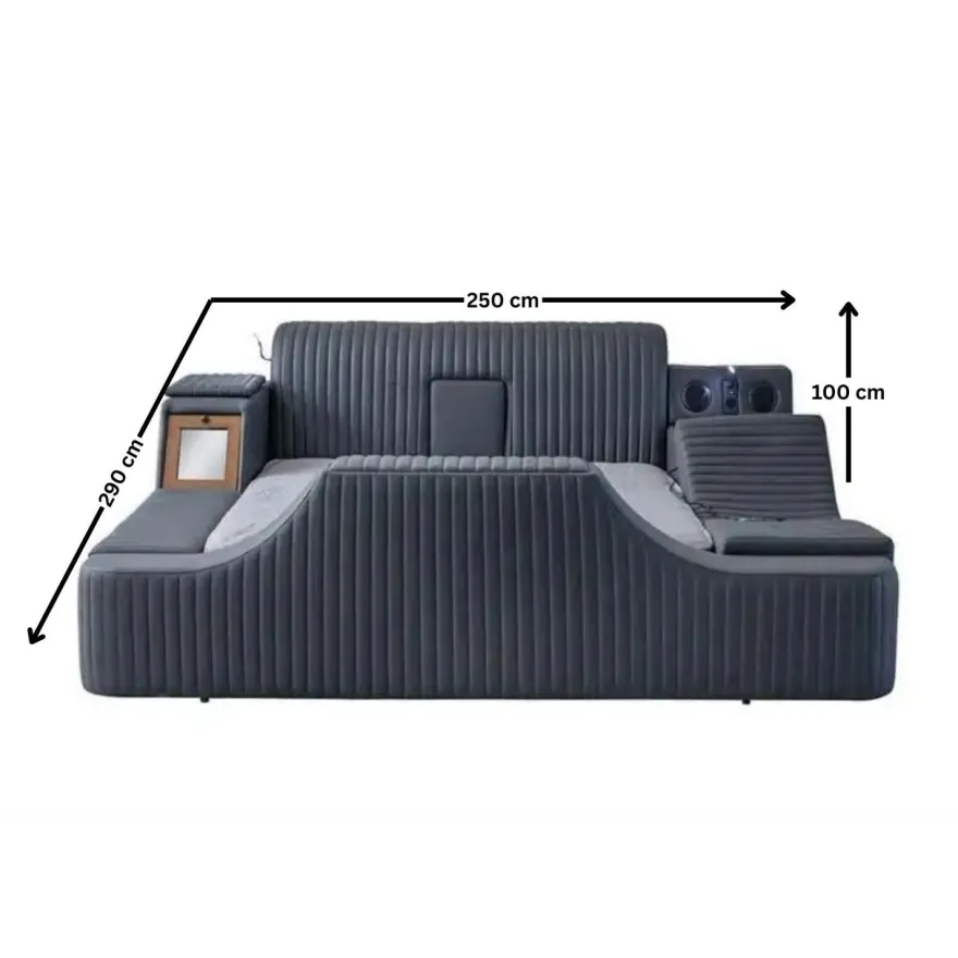 Sängynrunko Linento Furniture Sunshine Smart, 250x290cm, USB-portti, äänentoisto, hierontamekanismi