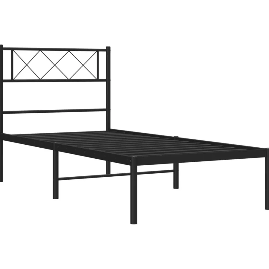 Sängynrunko metalli päädyllä musta 90x200 cm (72270)