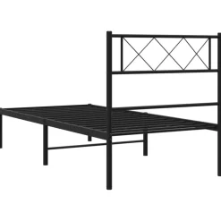 Sängynrunko metalli päädyllä musta 90x200 cm (72270)