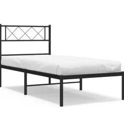 Sängynrunko metalli päädyllä musta 90x200 cm (72270)