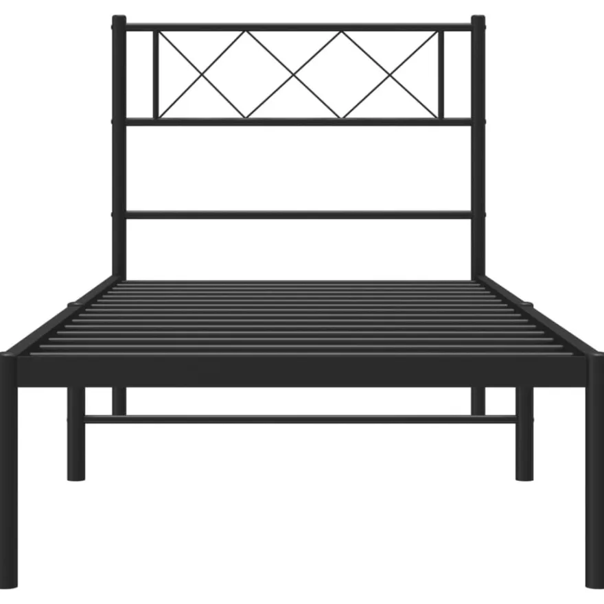 Sängynrunko metalli päädyllä musta 90x200 cm (72270)