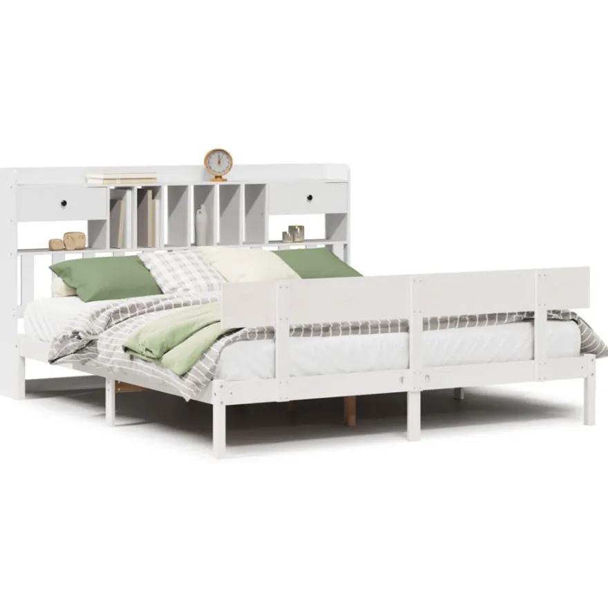 Sänky kirjahyllyllä, täysi mänty, eri kokoja ja värejä (44158)