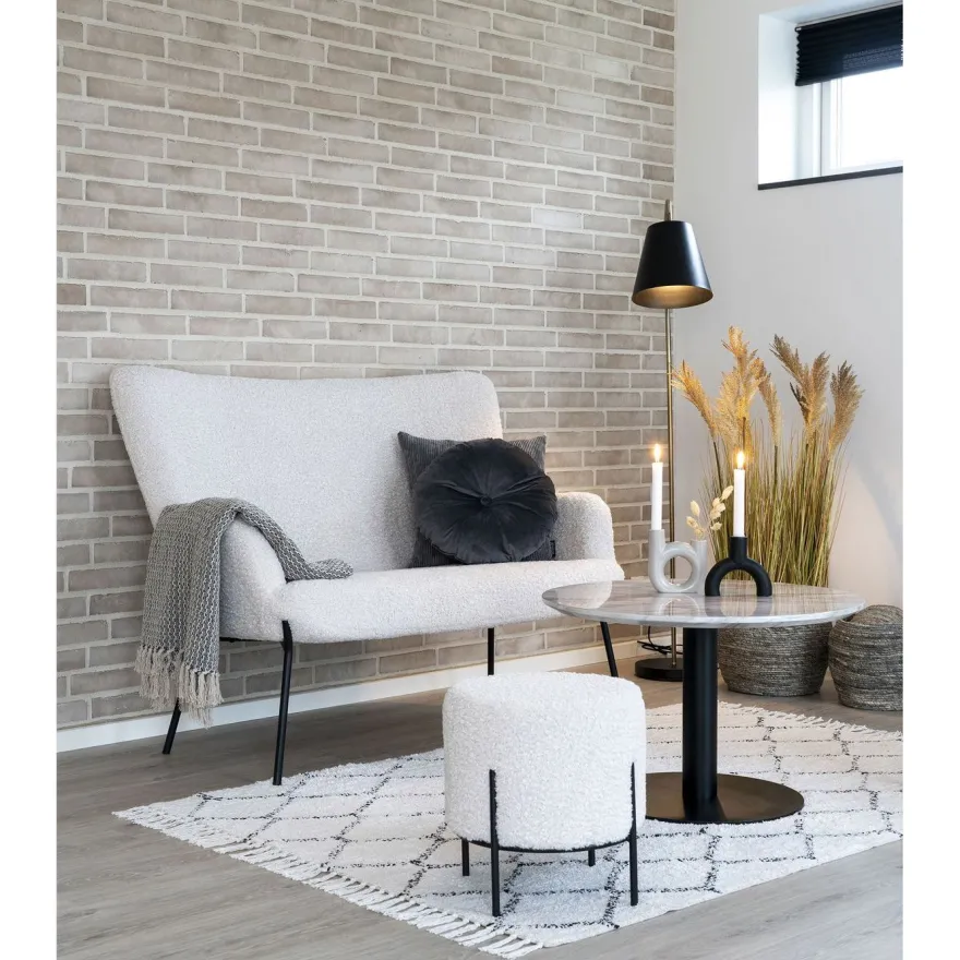 Sohva House Nordic Glasgow, 2-istuttava, valkoinen teddy