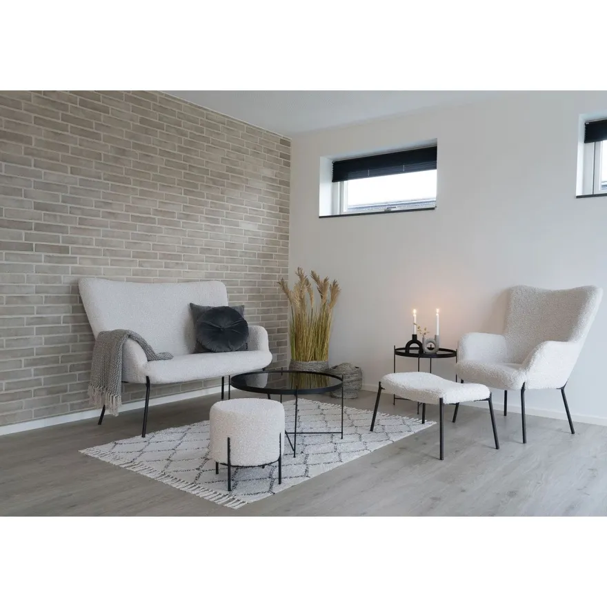 Sohva House Nordic Glasgow, 2-istuttava, valkoinen teddy