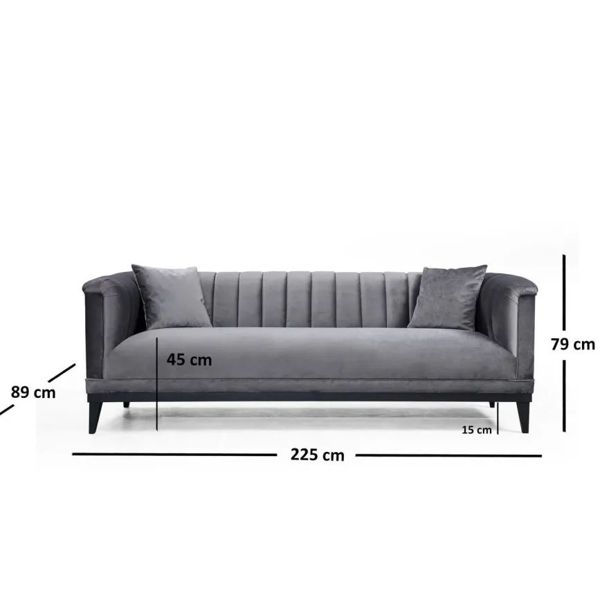 Sohva Linento Furniture Trendy, 3-istuttava, harmaa