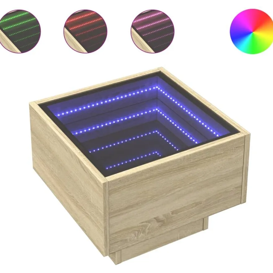 Sohvapöytä Infinity LED-valoilla, 40x40x30 cm, eri värejä (38660)