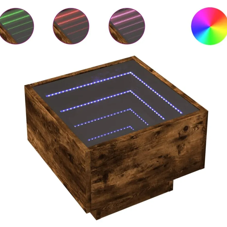 Sohvapöytä Infinity LED-valoilla, 40x40x30 cm, eri värejä (38660)
