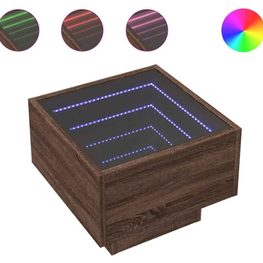 Sohvapöytä Infinity LED-valoilla, 40x40x30 cm, eri värejä (38660)