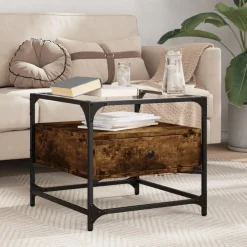 Sohvapöytä, lasinen pöytälevy 50x50x45 cm teräs, eri värejä (38156)