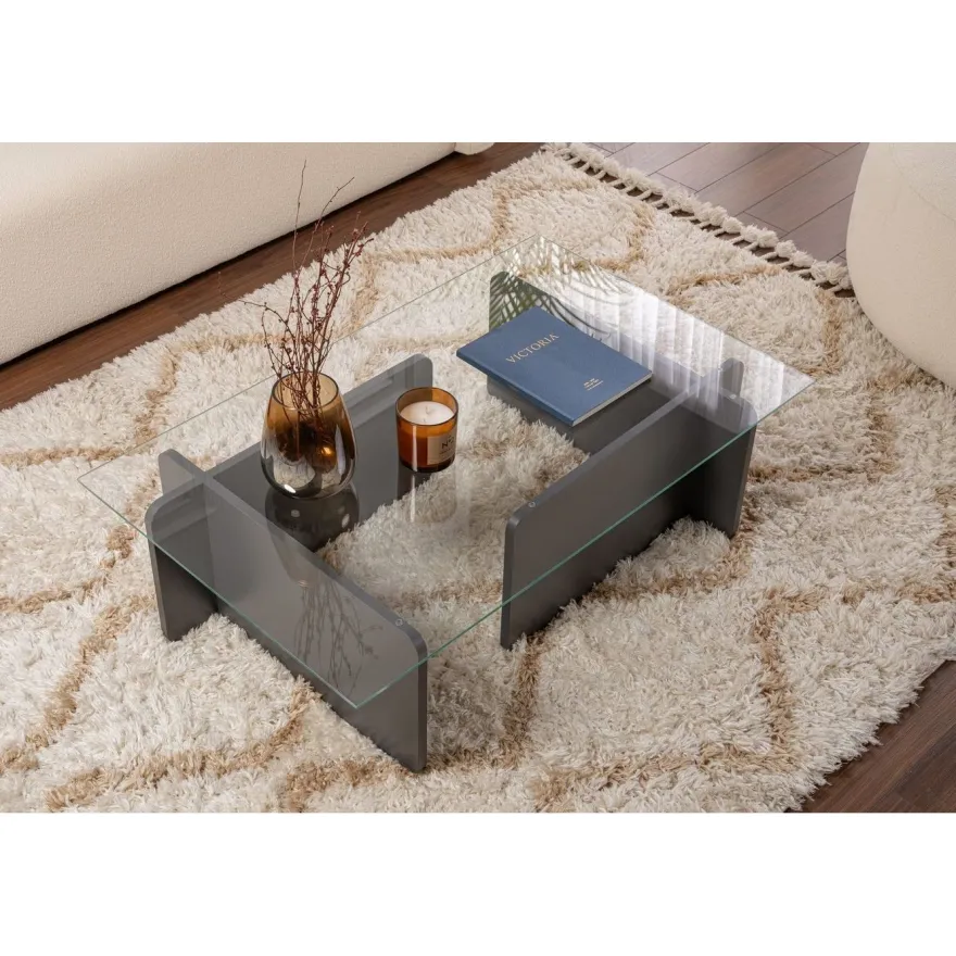 Sohvapöytä Linento Furniture Flavio 105x30cm lasikansi