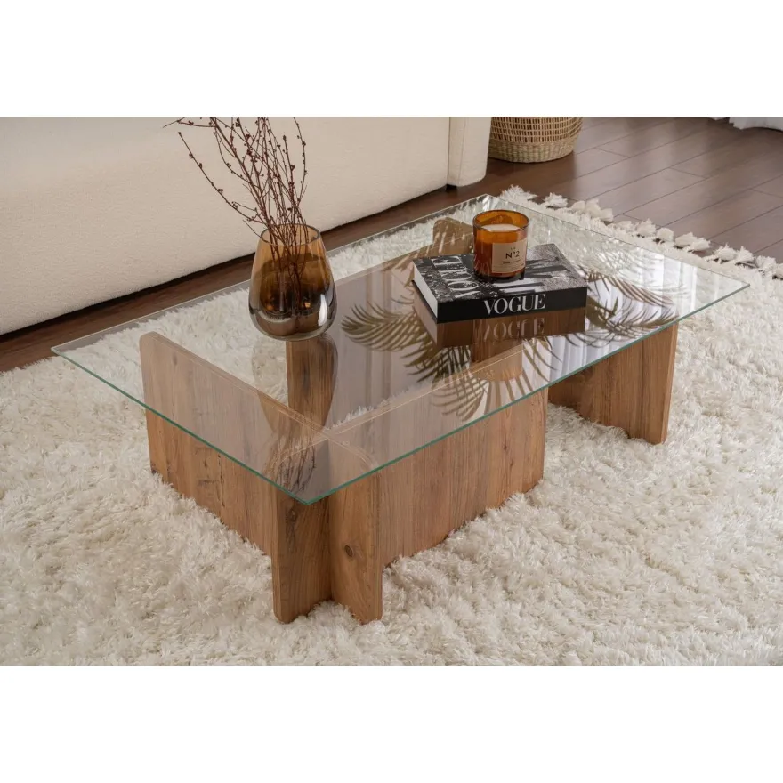 Sohvapöytä Linento Furniture Flavio 105x30cm lasikansi