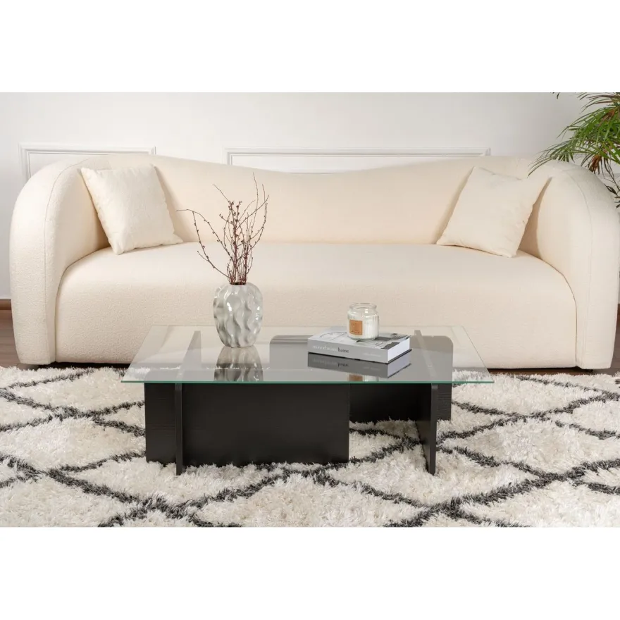 Sohvapöytä Linento Furniture Flavio 105x30cm lasikansi
