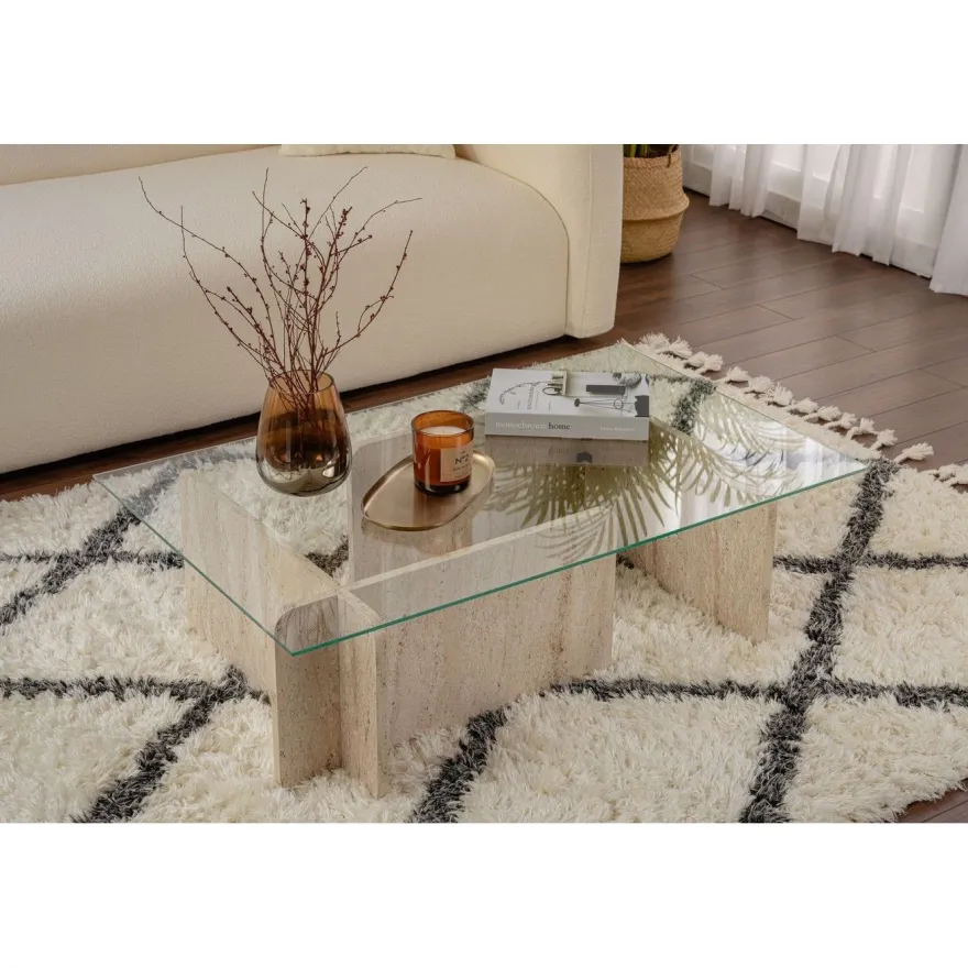 Sohvapöytä Linento Furniture Flavio 105x30cm lasikansi