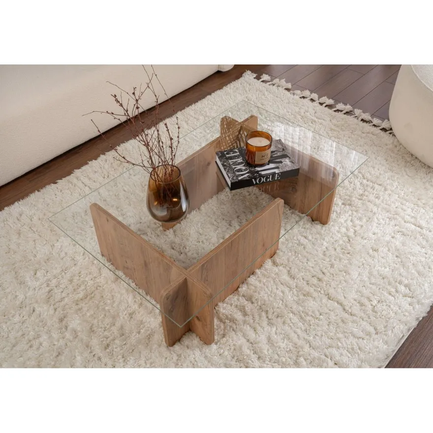 Sohvapöytä Linento Furniture Flavio 105x30cm lasikansi