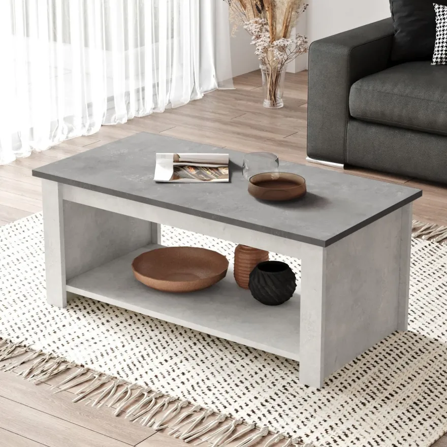 Sohvapöytä Linento Furniture LV14, kivikuosi, hopea/harmaa