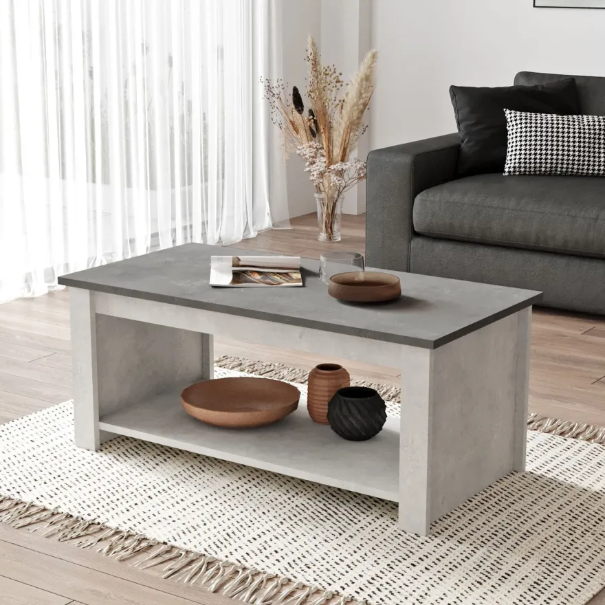 Sohvapöytä Linento Furniture LV14, kivikuosi, hopea/harmaa