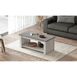 Sohvapöytä Linento Furniture LV14, kivikuosi, hopea/harmaa