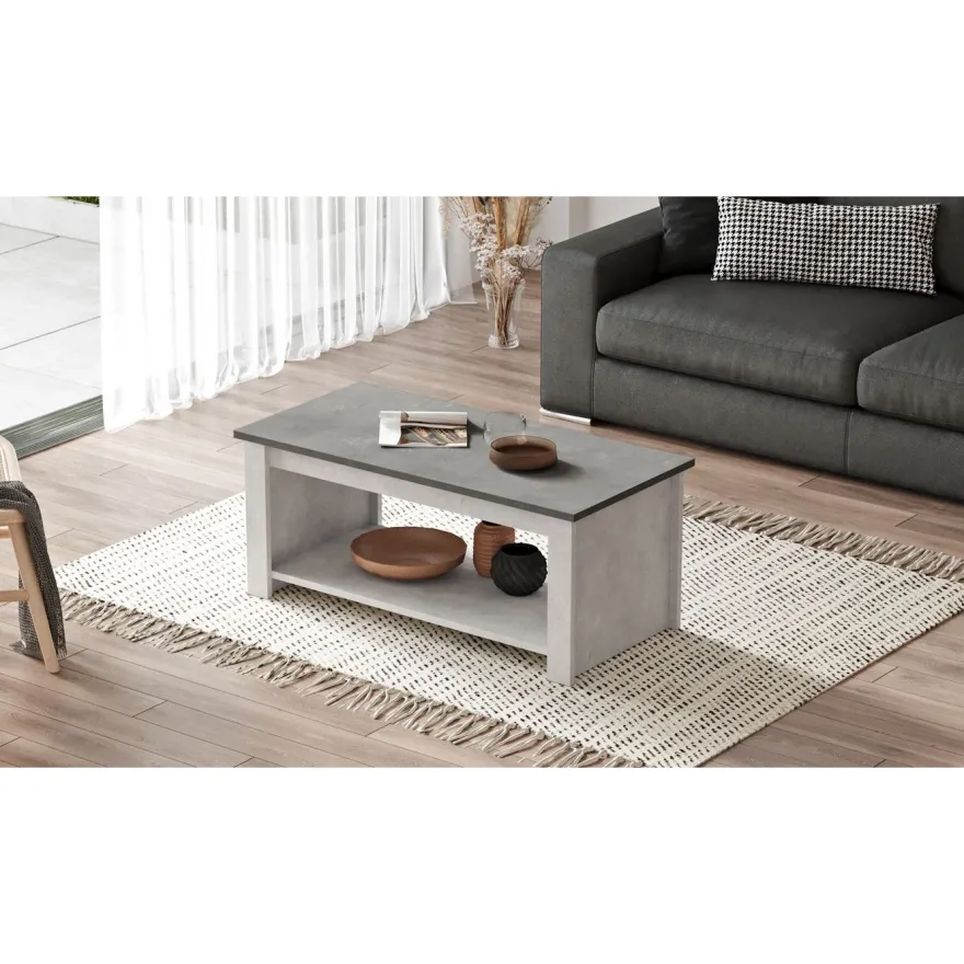 Sohvapöytä Linento Furniture LV14, kivikuosi, hopea/harmaa