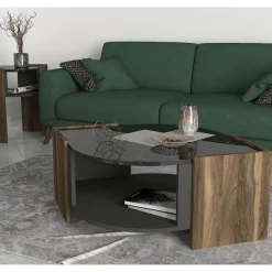 Sohvapöytä Linento Furniture Marbel, pähkinäpuu/harmaa/musta