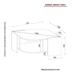 Sohvapöytä Linento Furniture Marbel, pähkinäpuu/harmaa/musta