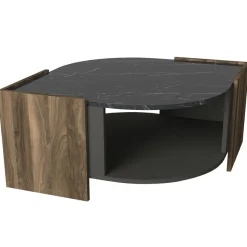 Sohvapöytä Linento Furniture Marbel, pähkinäpuu/harmaa/musta
