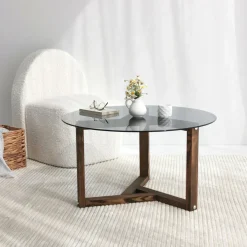 Sohvapöytä Linento Furniture Miro, 75cm, savulasi, ruskea