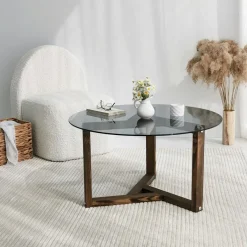 Sohvapöytä Linento Furniture Miro, 75cm, savulasi, ruskea