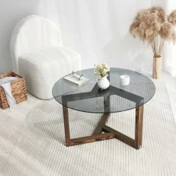 Sohvapöytä Linento Furniture Miro, 75cm, savulasi, ruskea